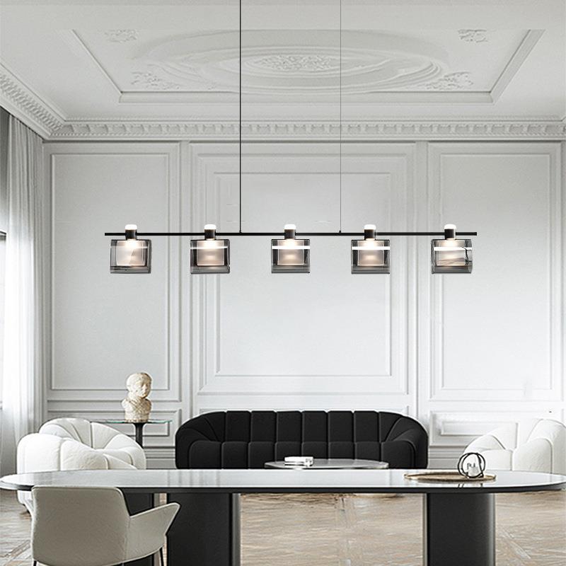 意式极简客厅吊灯高端创意圆环主卧室灯现代简约全铜玻璃餐厅吊灯