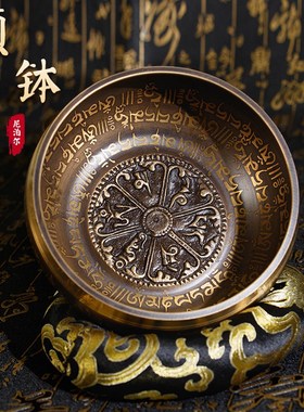 音钵颂钵尼泊尔手工雕o刻经文钵静心音波轻疗愈教程篆刻法海佛音