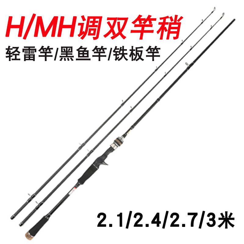 碳素远投2.7米3米nH/MH双竿稍轻雷直柄枪柄单竿海钓打黑路亚竿套
