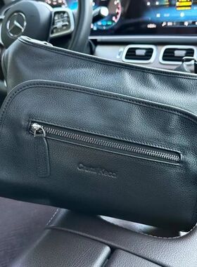 信博皮具男士黑色真皮斜挎包多功能大容量单肩包百搭简约经典包包