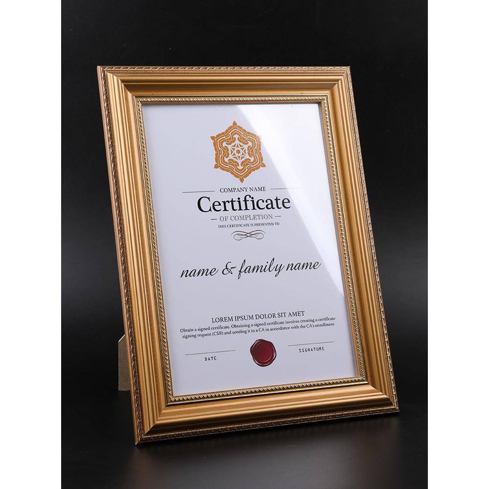 RI0T实木相框摆台A4挂墙证书框奖状框A3营业执照框正本B5毕业证书