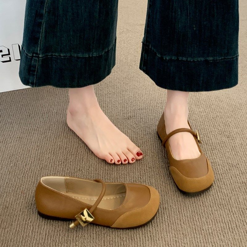法式豆豆鞋女奶奶鞋2025夏季新款软皮一脚蹬平Q底鞋晚晚风芭蕾单,女鞋,浅口单鞋,淘宝优惠券,粉丝福利购,淘宝优惠卷
