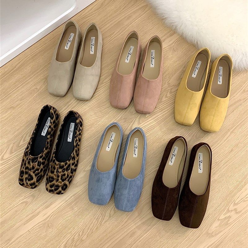 平底法式百搭豹纹单鞋女鞋子春秋2024新款夏季绒面软Y底通勤豆豆,女鞋,浅口单鞋,淘宝优惠券,粉丝福利购,淘宝优惠卷