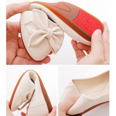 单鞋女平底鞋e2025新款春秋鞋子浅口百搭豆豆鞋软底软皮防滑妈妈