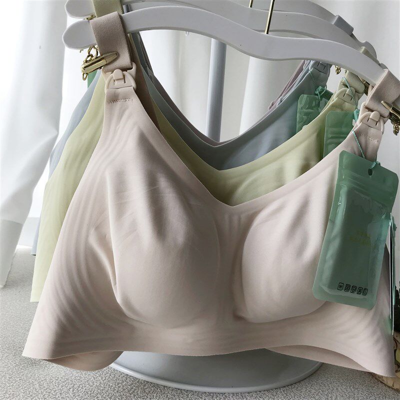 超薄聚拢无钢圈果冻胶条哺乳文胸C上开扣孕期哺乳期抹胸式孕妇内