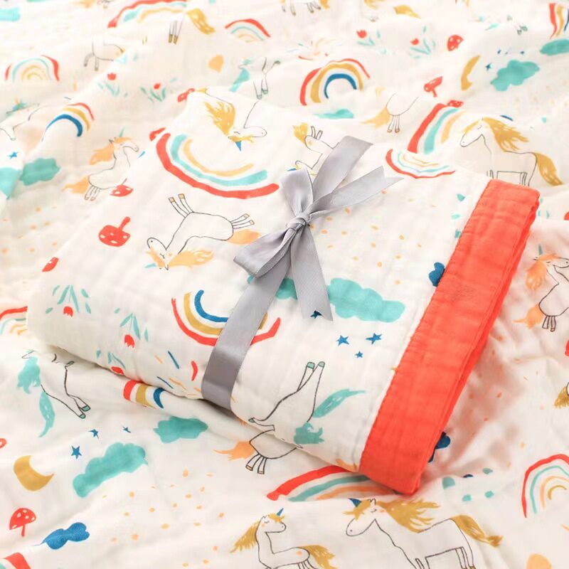 120*150幼儿园w纯棉六层纱布大盖毯浴巾毛巾被