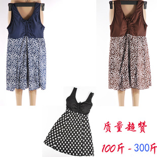 加大码 小胸聚F拢无钢圈泳衣 保守泳 三角遮肚显瘦女泳衣 连体裙式