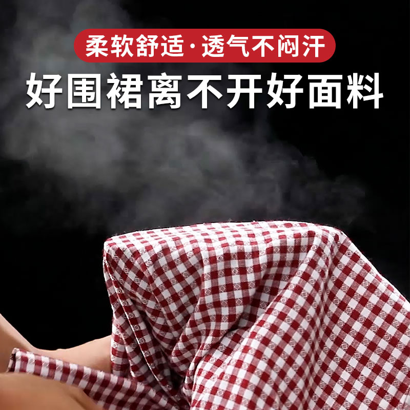 小清新时尚格子棉布围裙家用厨房围裙