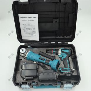 二合一锂电工具两件套 调速角磨机大功率冲击三功能电钻套装