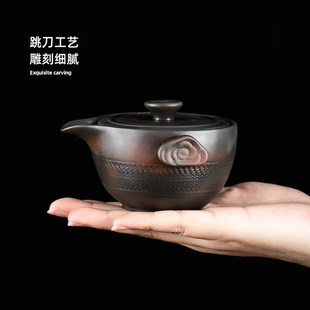 紫陶茶壶单个手抓壶陶瓷泡茶器家用盖碗茶杯大容量不烫手功夫茶具