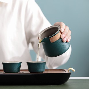 2023新款 功夫茶具套装 家用黑陶瓷侧把茶壶泡茶小型茶盘办公室会客