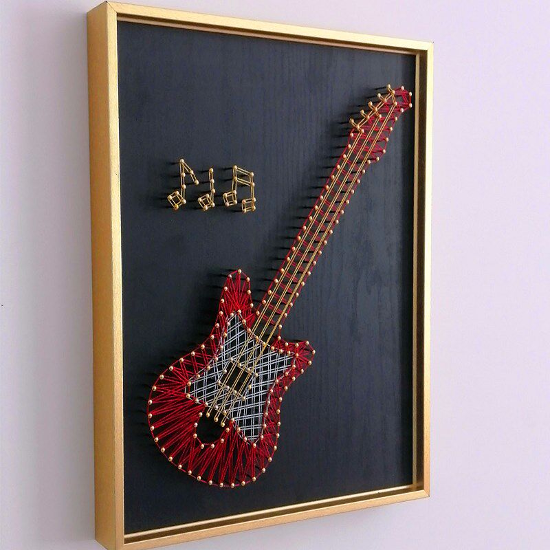 吉它音乐礼品 钉子绕n线画diy材料包 团建手作 手工装饰画 缠绕画