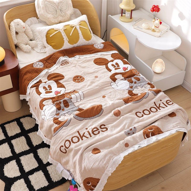 花边纱布儿童午睡毛巾毯透气卡通全G棉泡芙被宝宝夏凉空调毯子,床上用品,休闲毯/毛毯/绒毯,淘宝优惠券,粉丝福利购,淘宝优惠卷