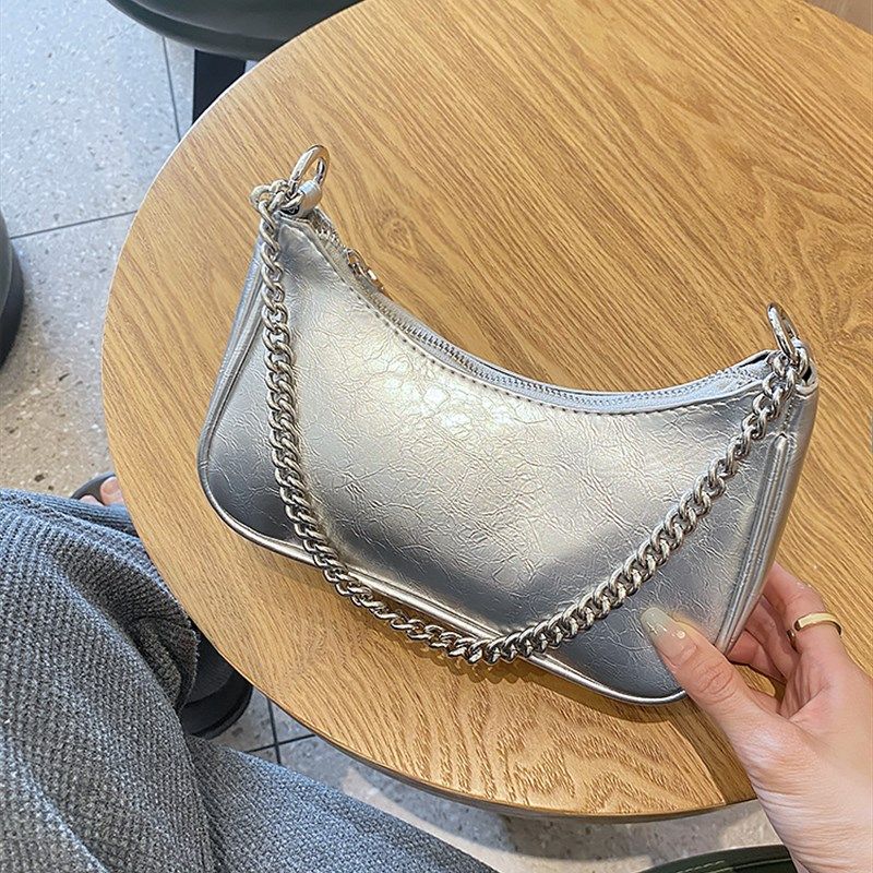 链条单肩腋下包2023夏季新款银色月亮包高级感简约U时尚斜挎小包,箱包皮具/热销女包/男包,腋下包,淘宝优惠券,粉丝福利购,淘宝优惠卷