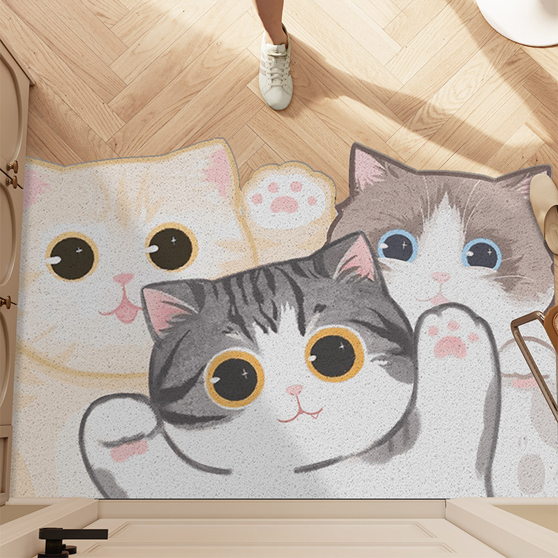 卡通猫咪入户门地垫进门门厅玄关z地毯可裁剪防滑可擦洗pvc脚踏垫,居家布艺,入户地垫,淘宝优惠券,粉丝福利购,淘宝优惠卷