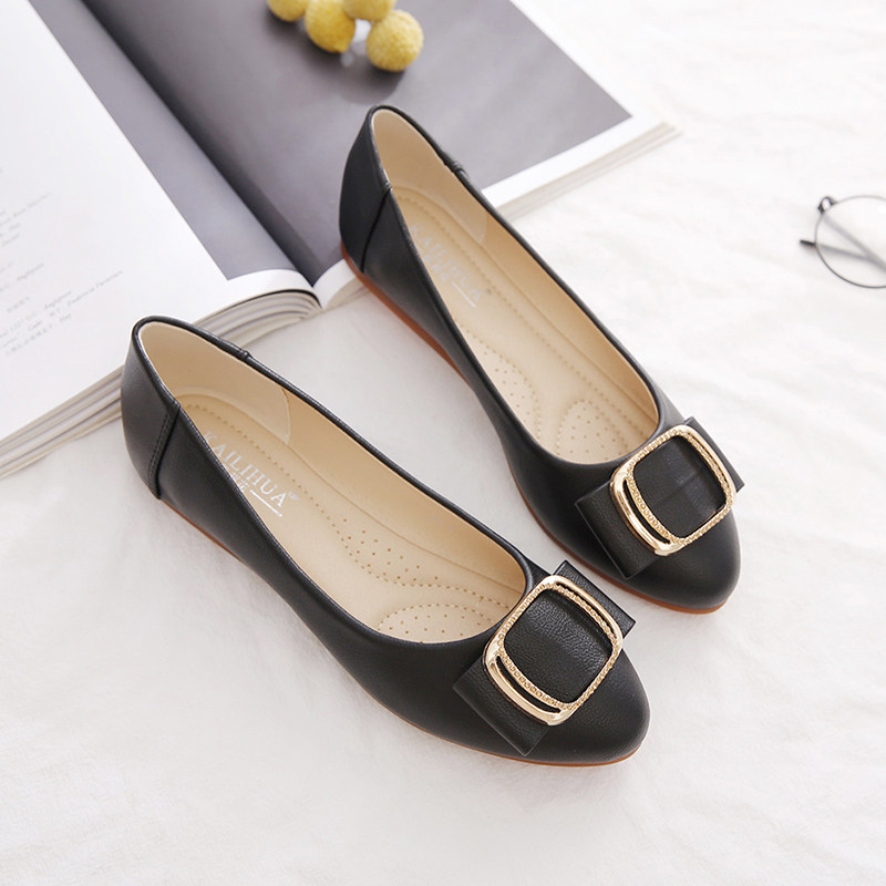 单鞋女平底鞋2023新款s春秋女鞋百搭妈妈鞋子夏软皮软底防滑豆豆,女鞋,浅口单鞋,淘宝优惠券,粉丝福利购,淘宝优惠卷