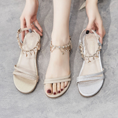 小清新夏季 子平跟海边 平底软底大学生仙女风潮女鞋 凉鞋 2021年新款