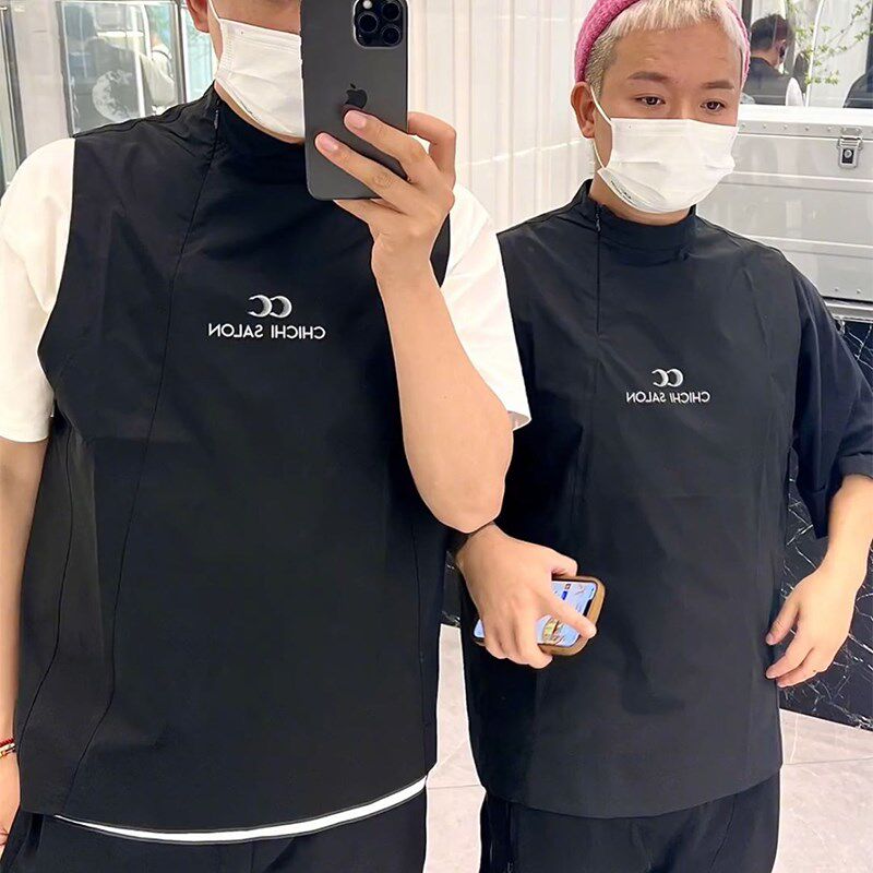 夏季理发店d工作服套装美发廊烫染发型师助理酒吧定制马甲印制log