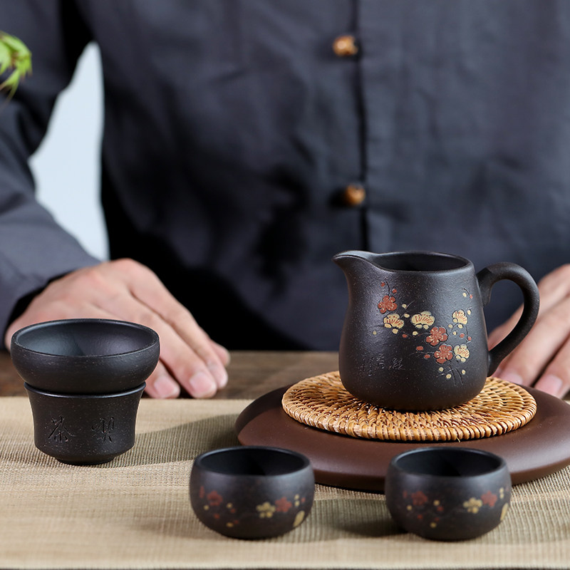 紫砂公道杯茶漏套装o一体高档宜兴球孔耐热分茶器过滤网小茶杯杯