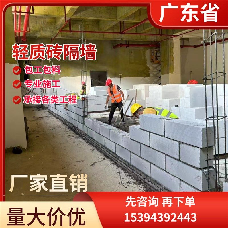 广东省专业轻质砖加气块泡沫砖隔G墙隔音隔热环保节约成本