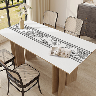 现代简约桌布高级感防水防烫防油免E洗餐桌桌垫奶油风长条茶几桌