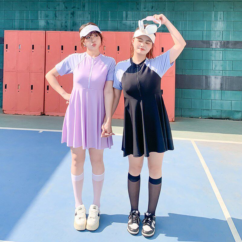 大码泳衣女连体孕妇保守显瘦遮肉遮肚微胖J女孩200斤温泉度假泳装