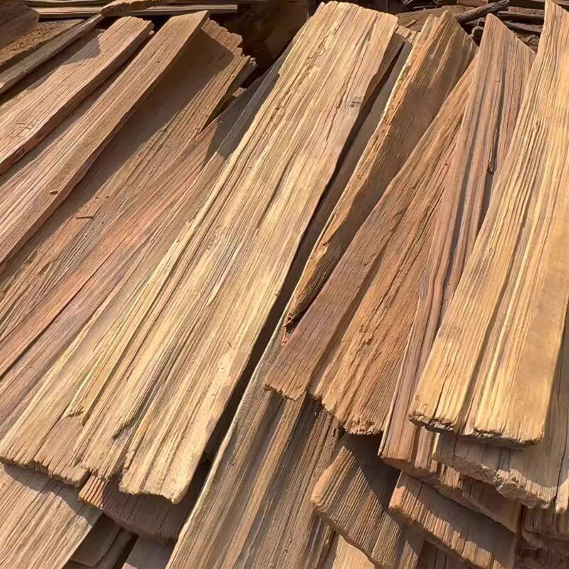 老红松木旧木板实木瓦片屋檐板门头外观设计风化老U木板装饰护墙
