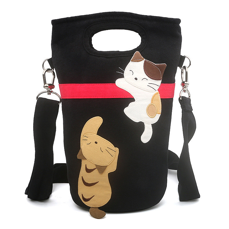 Kine猫 情侣猫水o壶袋可爱卡通棉布斜挎保温杯袋水杯水瓶收纳袋包