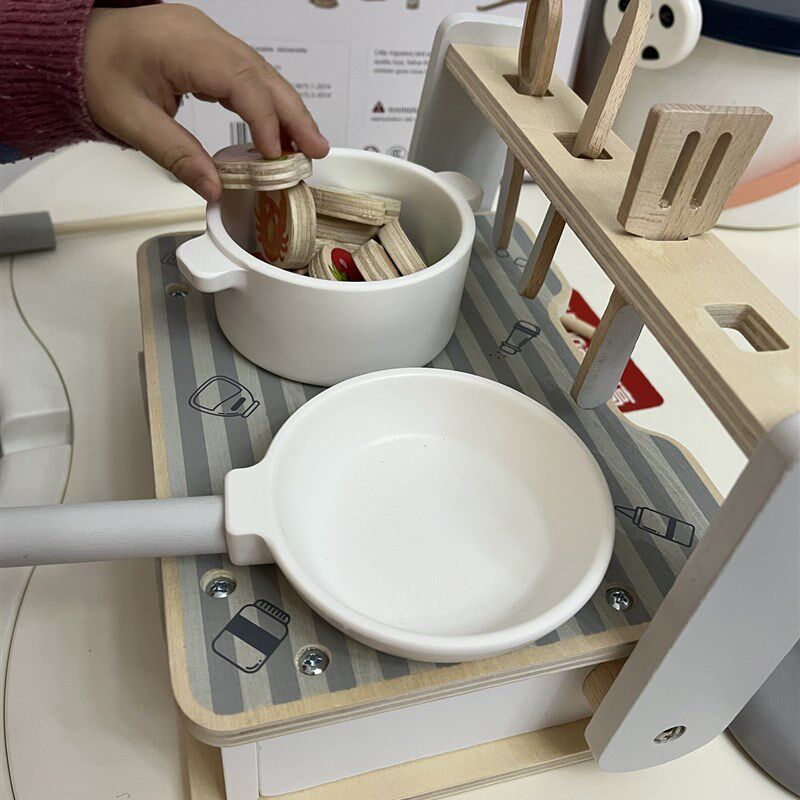 小女孩做饭过家家儿童厨房玩具套装木制烤O架烤串香仿真烧烤炉