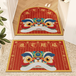 龙年入户门地垫2025新年冬节进宅大吉丝圈pvc脚垫耐脏免洗可裁剪