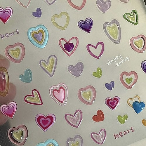 小红书同款缤纷爱心美甲贴纸高