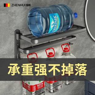 枪灰色浴室毛巾架免打孔轻奢风卫生间置物架收纳衣服壁挂浴巾架子