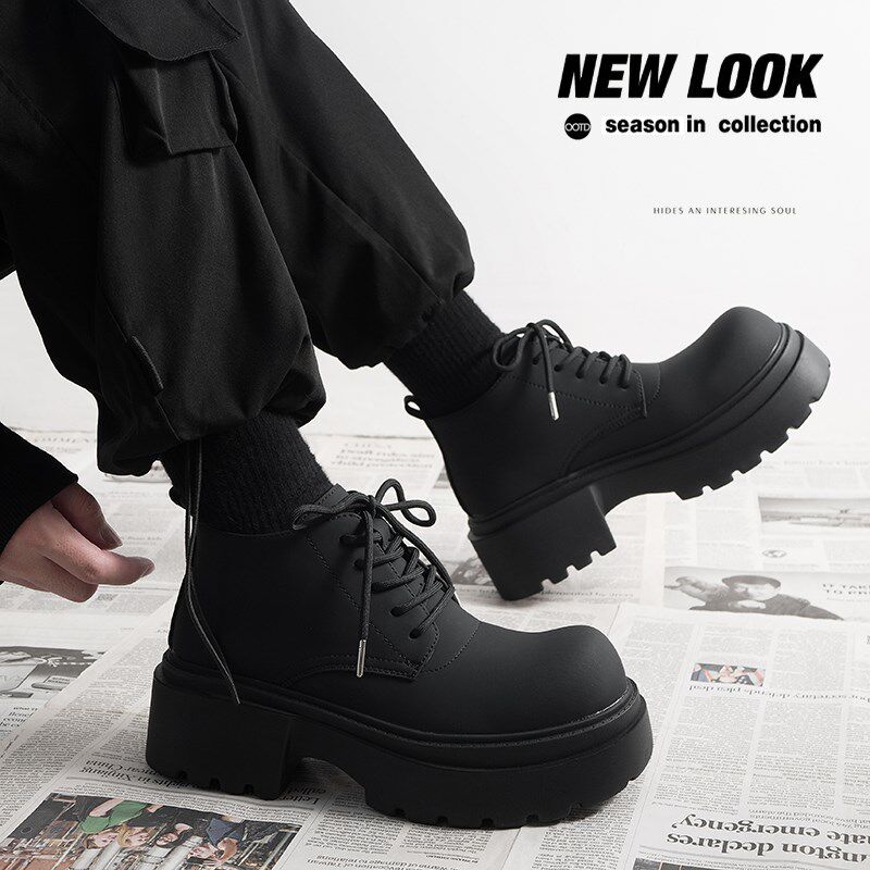 德比马丁靴男款2025新款短靴厚底增高中M帮皮鞋英伦风皮靴子潮