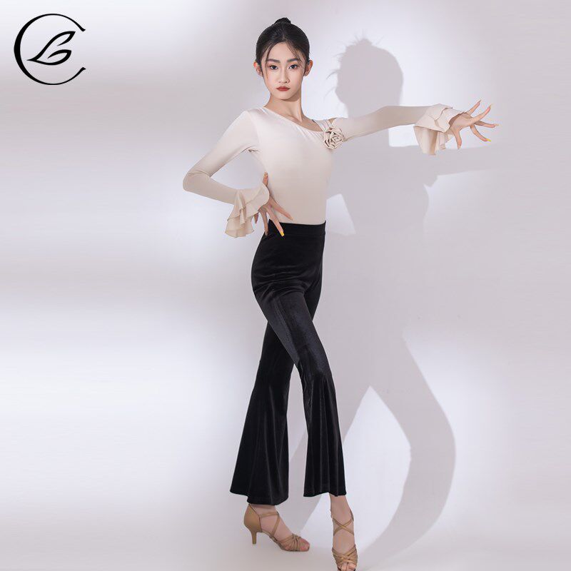 乐雅池2024秋冬m新款拉丁舞服装儿童拉丁舞服练功服舞蹈服拉丁裤