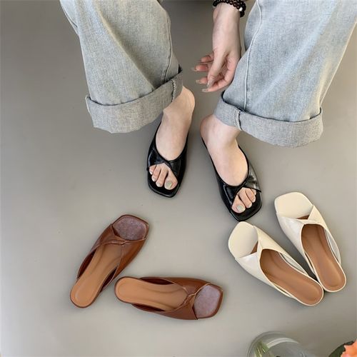 软软哒~上脚超舒服!平底小众个性外穿凉L拖鞋女夏季韩版一字拖鞋