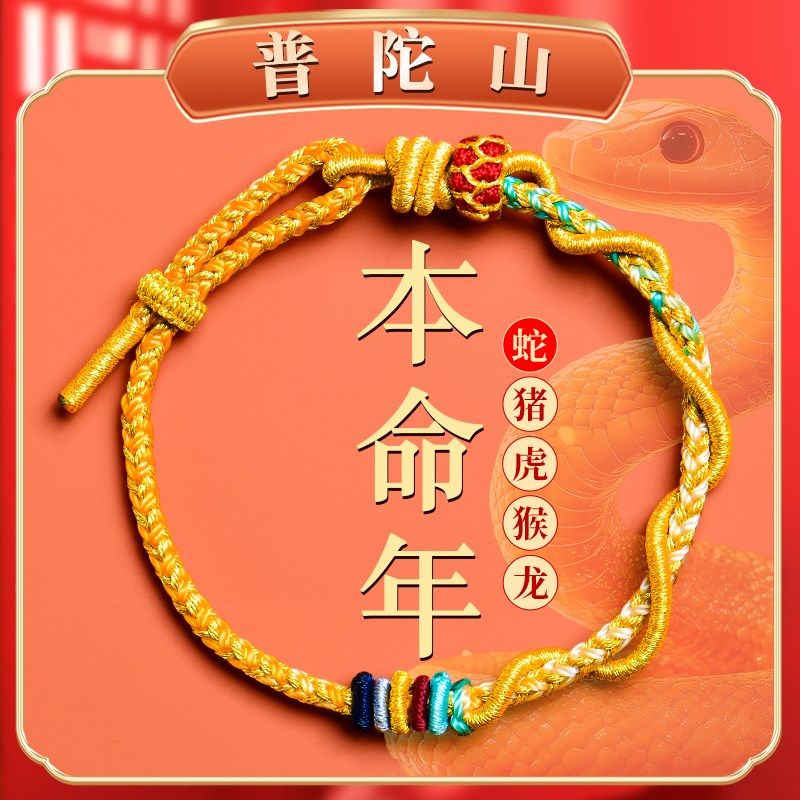 2025本命年i蛇年新款手链女手工编织绳可调节手绳蛇化龙属蛇礼物