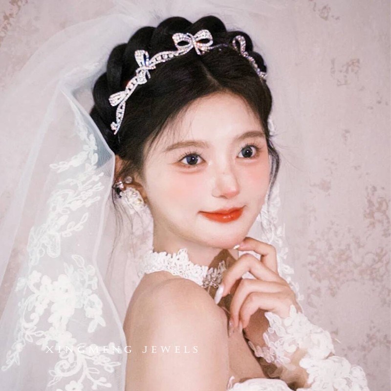 新娘蝴蝶结发箍皇冠头饰结婚主婚纱发箍生日儿童头冠公主配饰大气