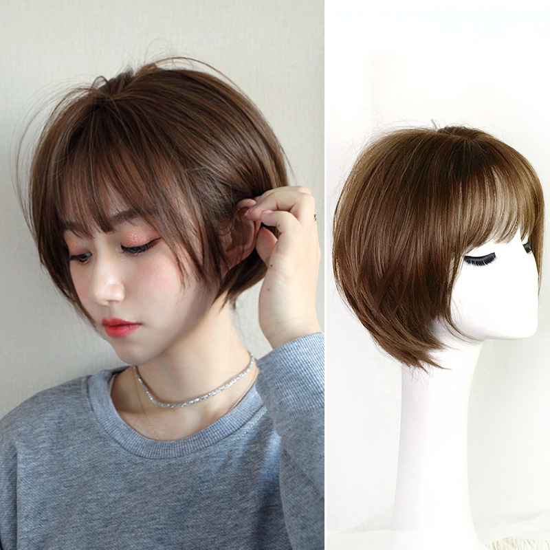 假发女短发真发全真人发整顶波波全头光头套女自然轻薄假发套长发