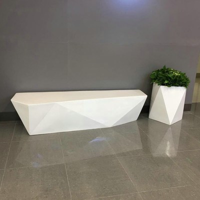 玻璃钢座椅定制树池公共区休息椅等候椅菱形切面花盆长条椅公园椅