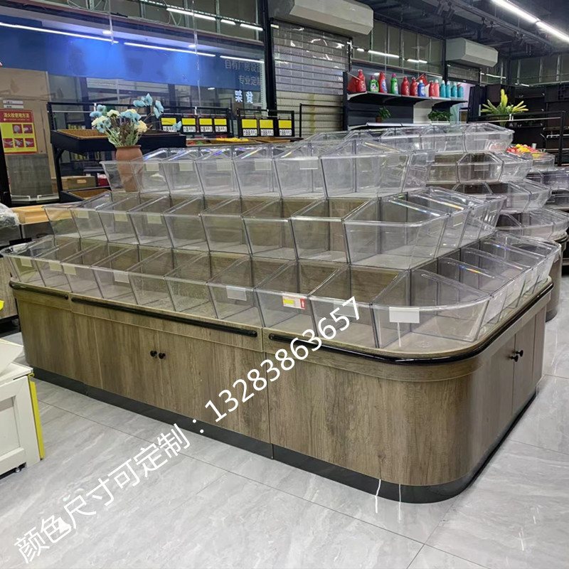 超市散称零食柜膨化食品展示柜特产中岛柜双面四层货架圆形中岛柜