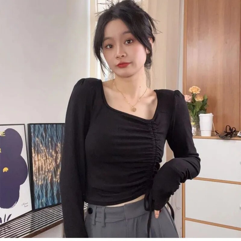 挂脖v领长袖内搭打底毛衣针织衫女款2025新款巨好看的秋冬季上衣