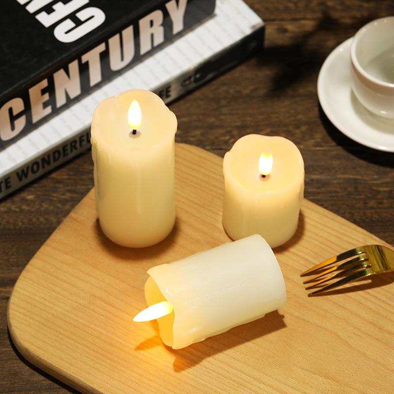 LED电子蜡烛圆柱形泪面石蜡定时电子蜡烛灯生日创意婚庆蜡烛