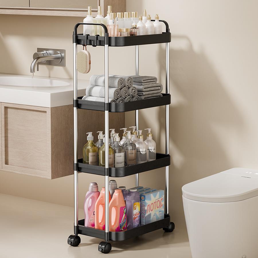 浴室落地置物架厕所洗澡洗手间卫生间厨房储物收纳架小推车置物架