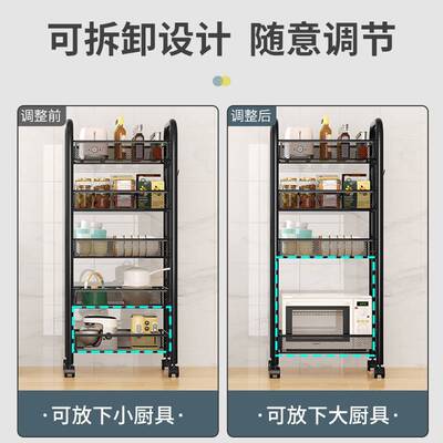 厨房置物架家用收纳置物架子落地多层用品大全小推车多功能蔬菜篮