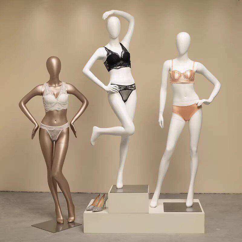 服装店档内衣模特道具女装全身彷真人台模特橱窗人偶坐模展示架 - 实物图