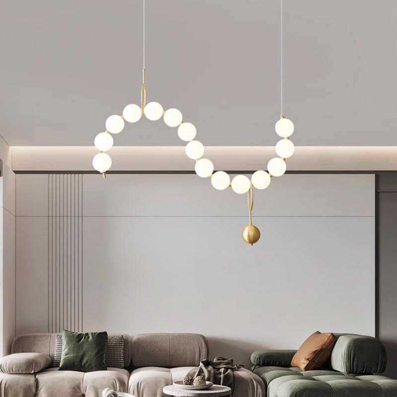 客厅吊灯法式设计师创意轻奢全铜项链灯简约现代大气吧台餐厅灯具