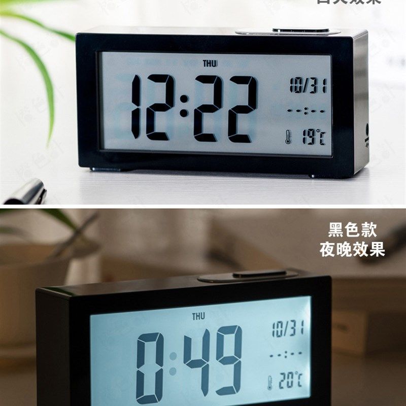 大屏幕闹钟贪睡自动夜光电子钟LCD液晶背光亮度小学生桌面台式表