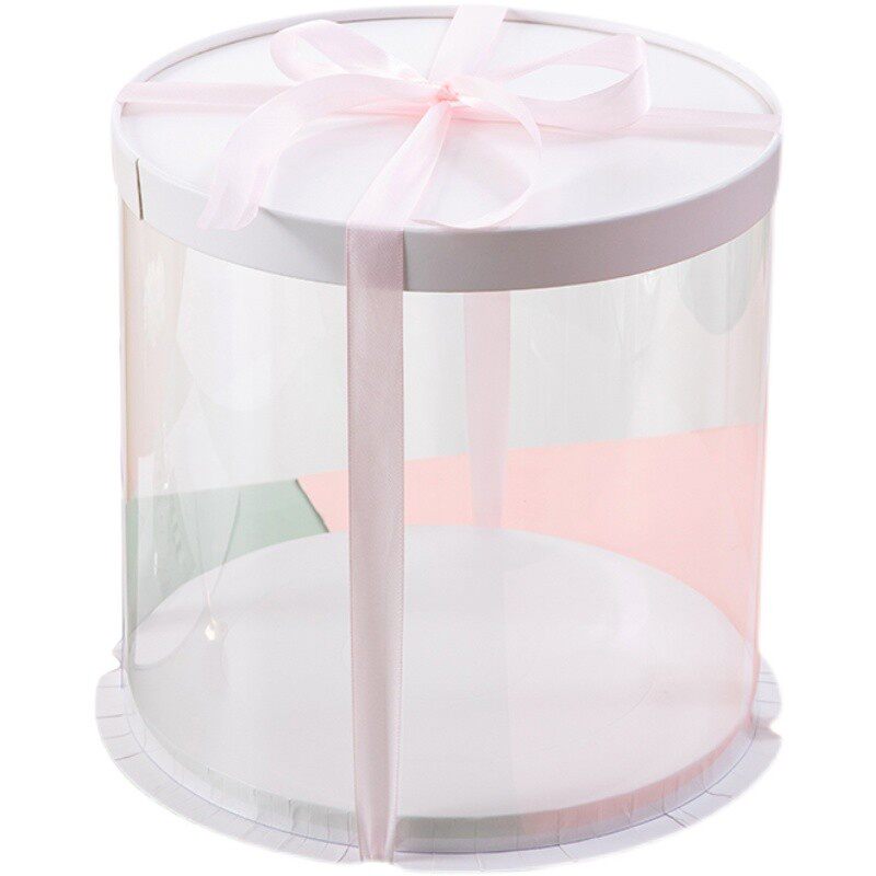 圆形蛋糕盒子生日透明烘焙包装三合一四六八十二寸双三层加高包邮