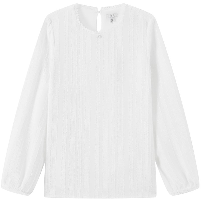 菲妮迪女装白色雪纺衫2025春新款简约气质休闲名媛风打底上衣女