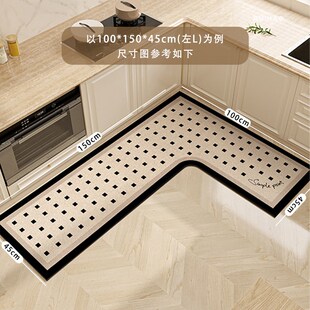 厨房专用地垫l型地毯防水防油吸水硅藻泥加厚防滑免洗可擦脚垫子
